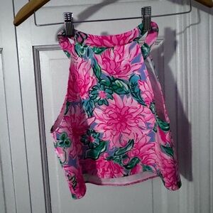 Lily Pulitzer Floral Pink and Green Crop Top and mini skirt